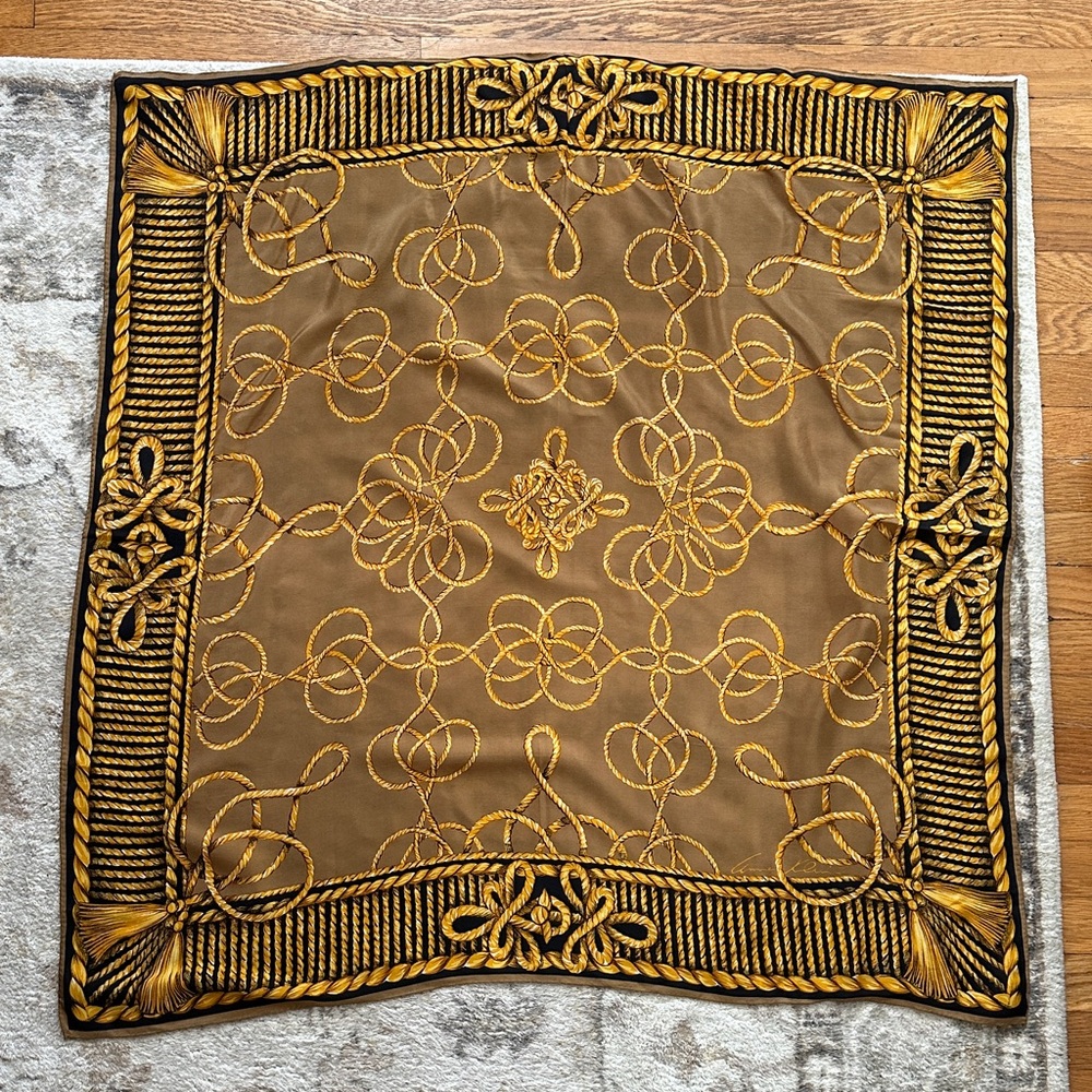 Vintage Anne Klein Elegant Gold and Black Scarf